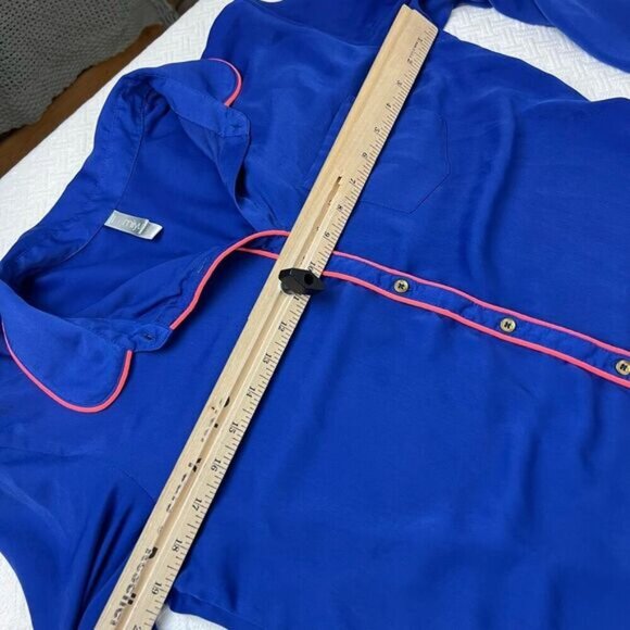 Miiyu Women’s Medium Blue Lounge Pajama Shirt Sleepwear Long Sleeve Button Up - Picture 9 of 9